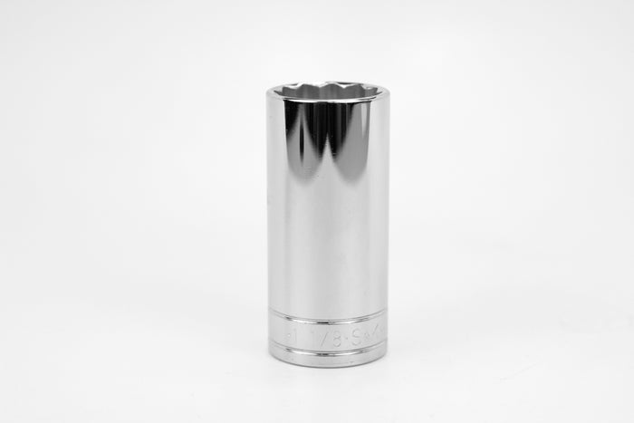 1-1/8" 1/2" Drive 12 Point Fractional Deep Chrome Socket