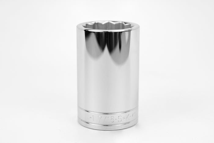 1-7/16" 1/2" Drive 12 Point Fractional Deep Chrome Socket