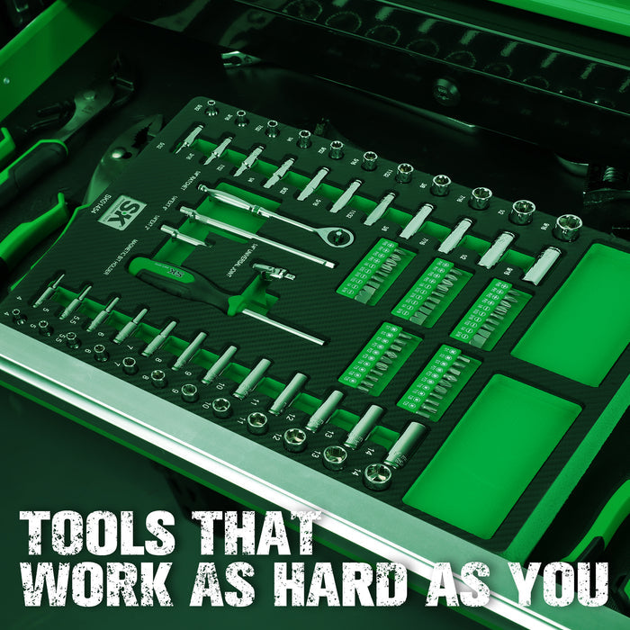 SK01454-216P - 101 Piece, 1/4" Drive, 6 Point, Shallow & Deep, SAE & Metric Chrome Socket Set with Bits View 7