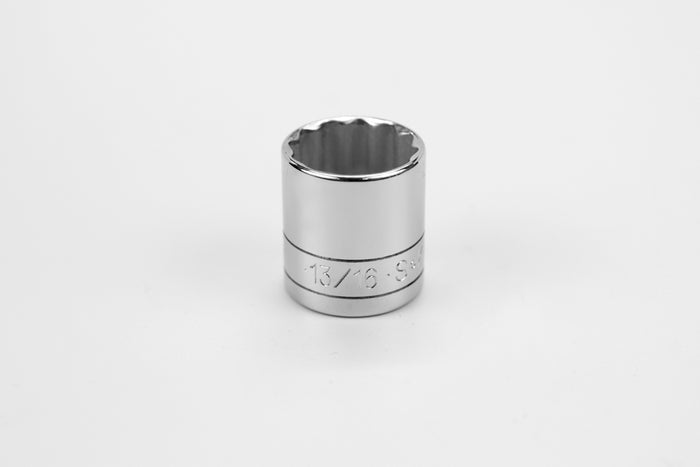 13/16" 3/8" Drive 12 Point Fractional Standard Chrome Socket