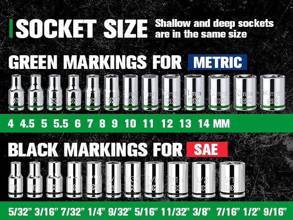 SK01300-216P - 1/4" Drive, 52 Piece, 6 Point, Shallow & Deep, SAE & Metric Chrome Socket Set View 7