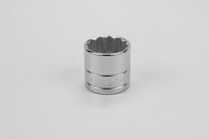 15/16" 3/8" Drive 12 Point Fractional Standard Chrome Socket