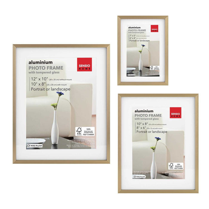 Sensio Home 3 Pack Photo Frame Aluminium Gold Various Sizes - Buy Now
