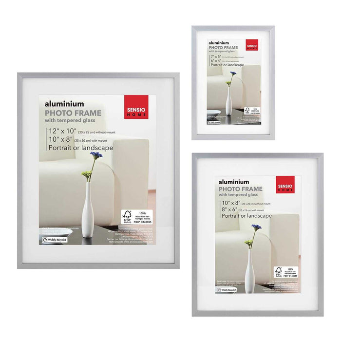 Sensio Home 3 Pack Photo Frame Aluminium Silver Various Sizes - Buy Now
