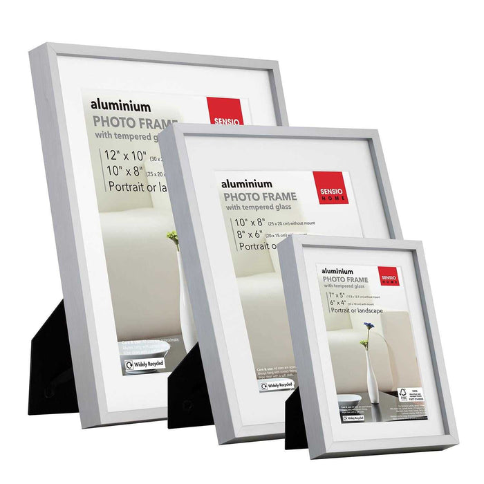 Sensio Home 3 Pack Photo Frame Aluminium Silver Various Sizes - SENSIO HOME