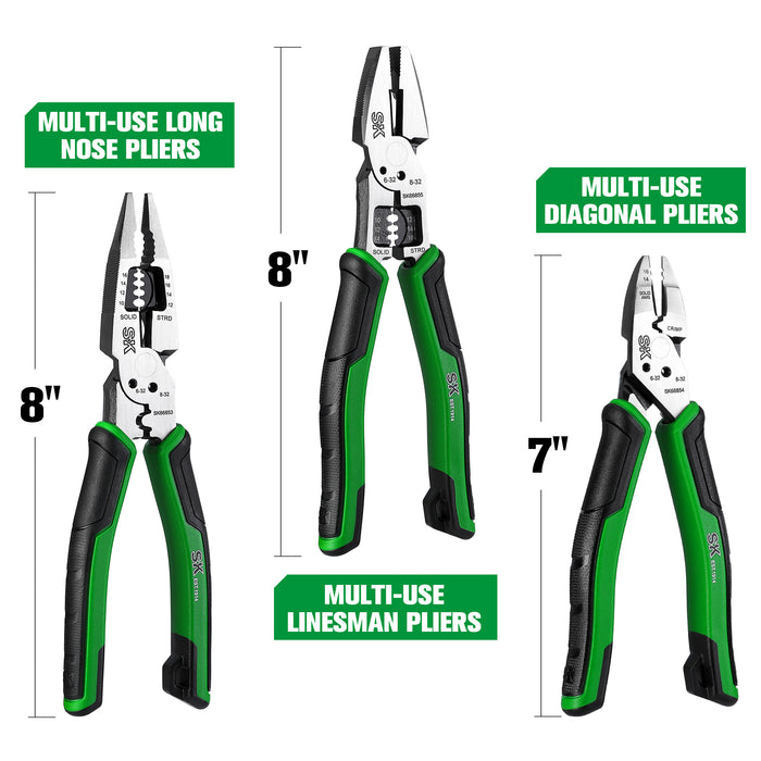 SK01457 - 3 Piece Dual-Material Handle Multi-Use Pliers Set View 2