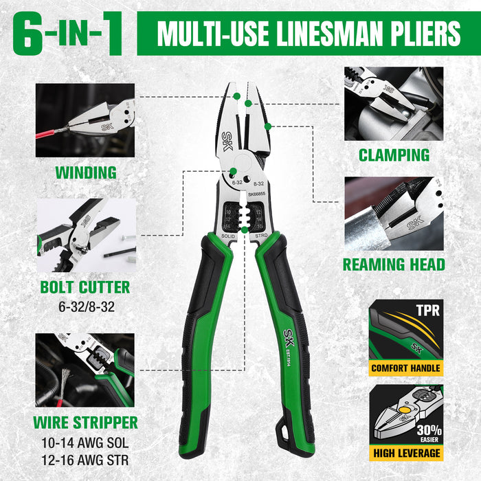 SK01457 - 3 Piece Dual-Material Handle Multi-Use Pliers Set View 4