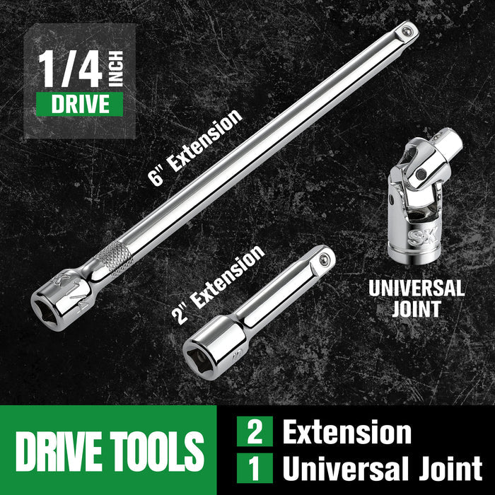 SK01301-216P - 30 Piece 1/4" Drive, 6 Point, Standard & Deep, Metric Chrome Socket Set View 6