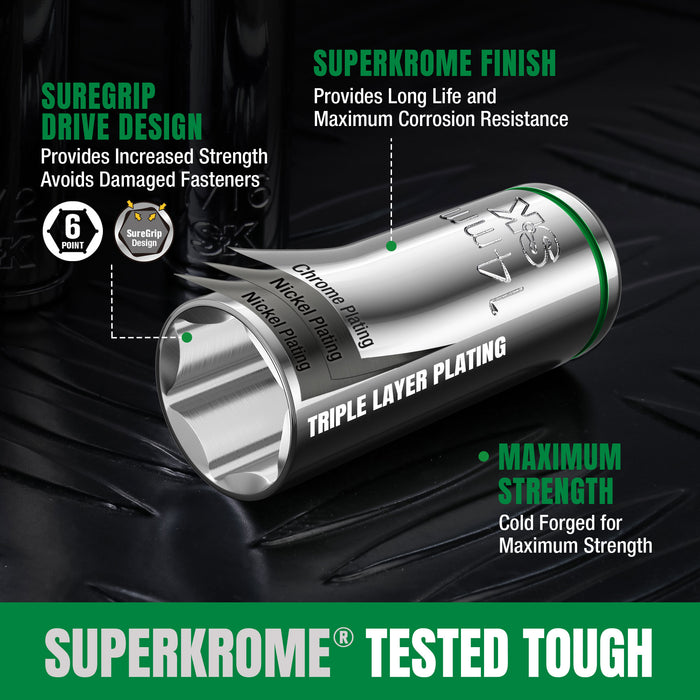 SK01308-216P - 31 Piece 3/8" Drive, 6 Point, Standard & Deep, Metric Chrome Socket Set View 7