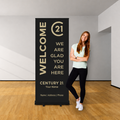 33" x 79" Retractable Pull Up Banner | We Are Glad You Are Here