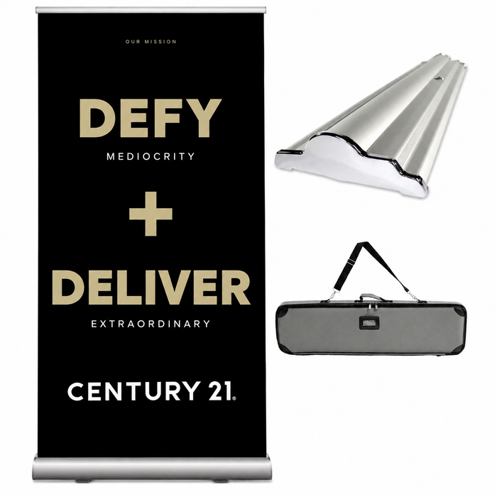 47" x 79" Luxury Retractable Banner | Defy + Deliver