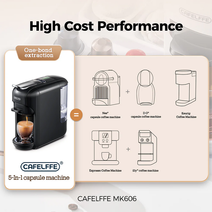 5 in 1 Semi-automatic Capsule Coffee Machine CAFELIFE