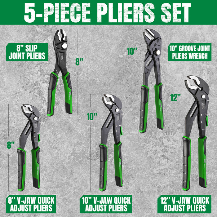 SK01459 - 5 Piece Dual-Material Multi-Purpose Ergonomic Pliers Set View 2
