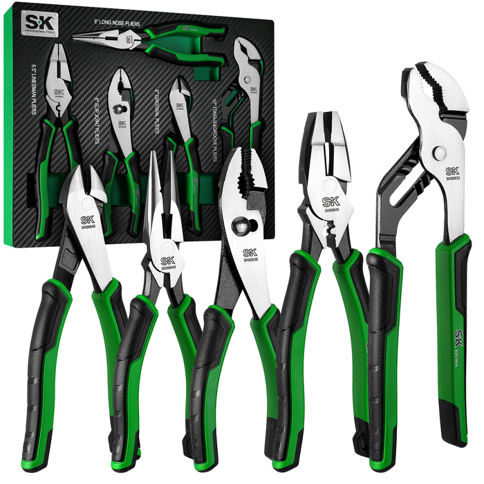 SK01458 - 5 Piece Dual-Material Multi-Purpose Pliers Set