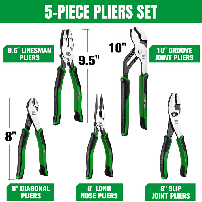 SK01458 - 5 Piece Dual-Material Multi-Purpose Pliers Set View 2