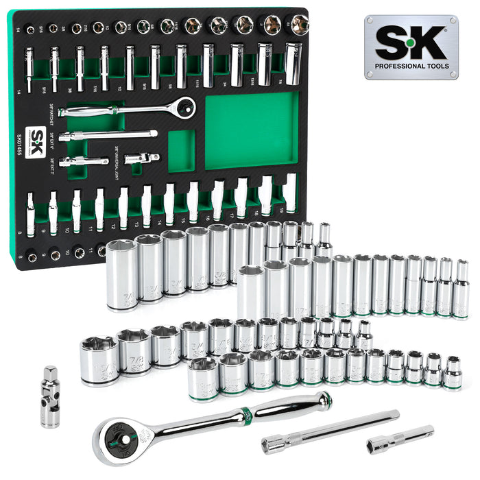 SK01455-216P - 51 Piece 3/8" Drive, 6 Point, Standard & Deep, SAE & Metric Chrome Socket Set