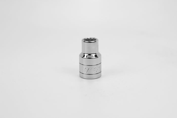 7/16" 1/2" Drive 12 Point Fractional Standard Chrome Socket