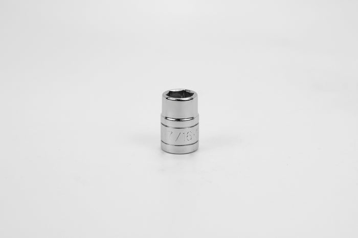 7/16" 3/8" Drive 6 Point Fractional Standard Chrome Socket