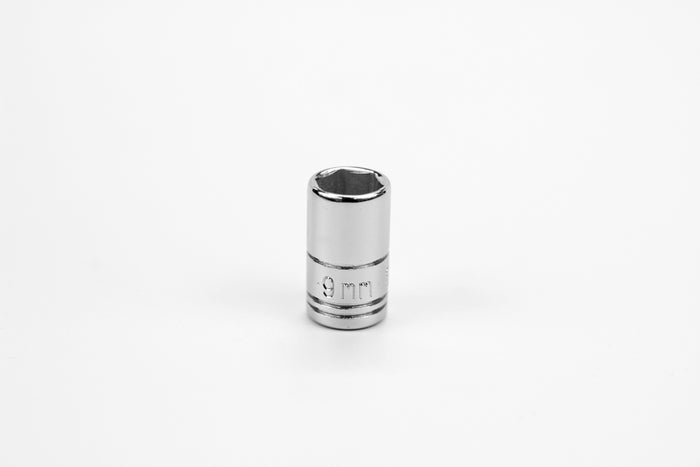 9 mm 1/4" Drive 6 Point Metric Standard Chrome Socket