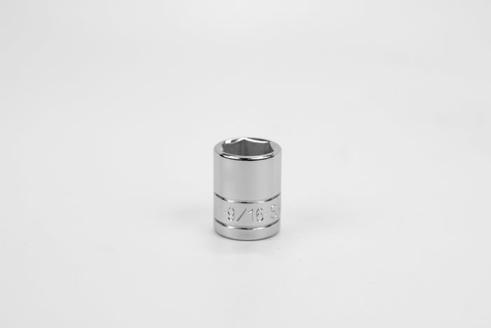 9/16" 3/8" Drive 6 Point Fractional Standard Chrome Socket