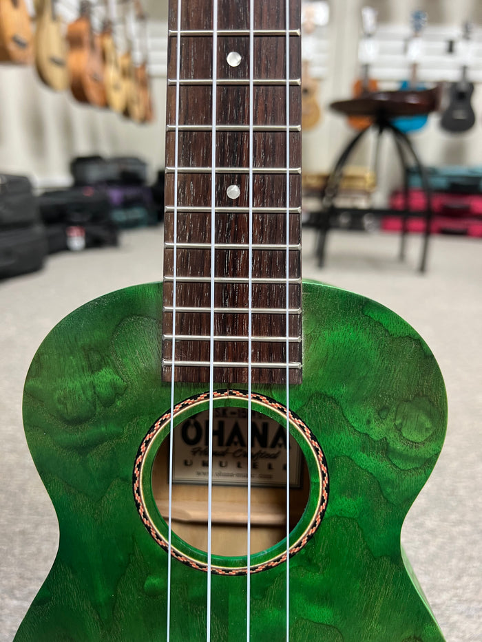 Ohana SK-15W-GN Willow Wood Soprano Ukulele - Green - Aloha City Ukes
