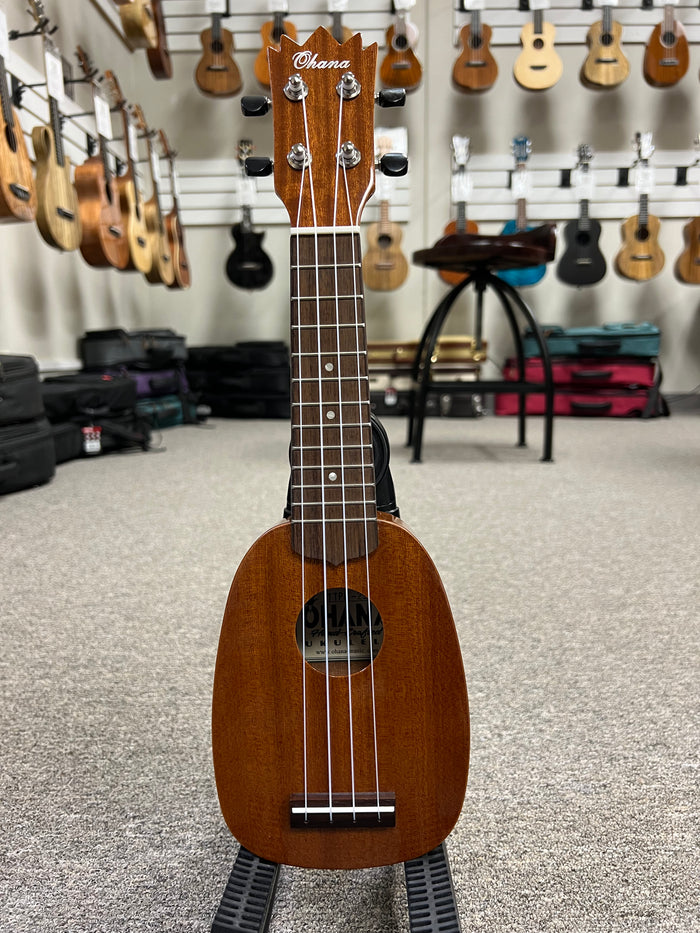 OHANA TTPK-25G Solid Mahogany Sopranissimo Pineapple Ukulele - Mini Pineapple Uke - Aloha City Ukes