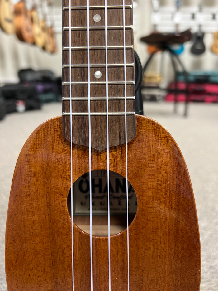 OHANA TTPK-25G Solid Mahogany Sopranissimo Pineapple Ukulele - Mini Pineapple Uke - Aloha City Ukes