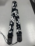 Quiltsand Woven Ukulele Strap - Black Hibiscus - Adjustable - Aloha City Ukes