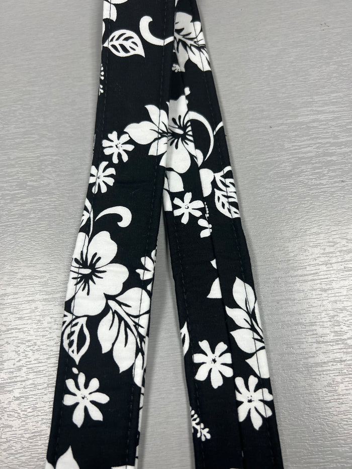 Quiltsand Woven Ukulele Strap - Black Hibiscus - Adjustable - Aloha City Ukes