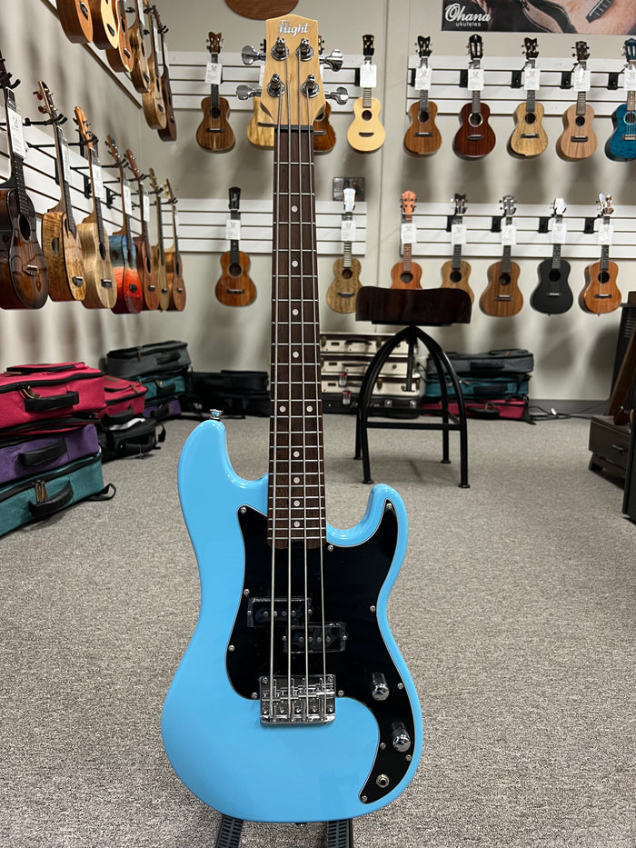 Flight Blue Solid Body Electric Mini Bass Lite Ukulele - Short Scale Bass
