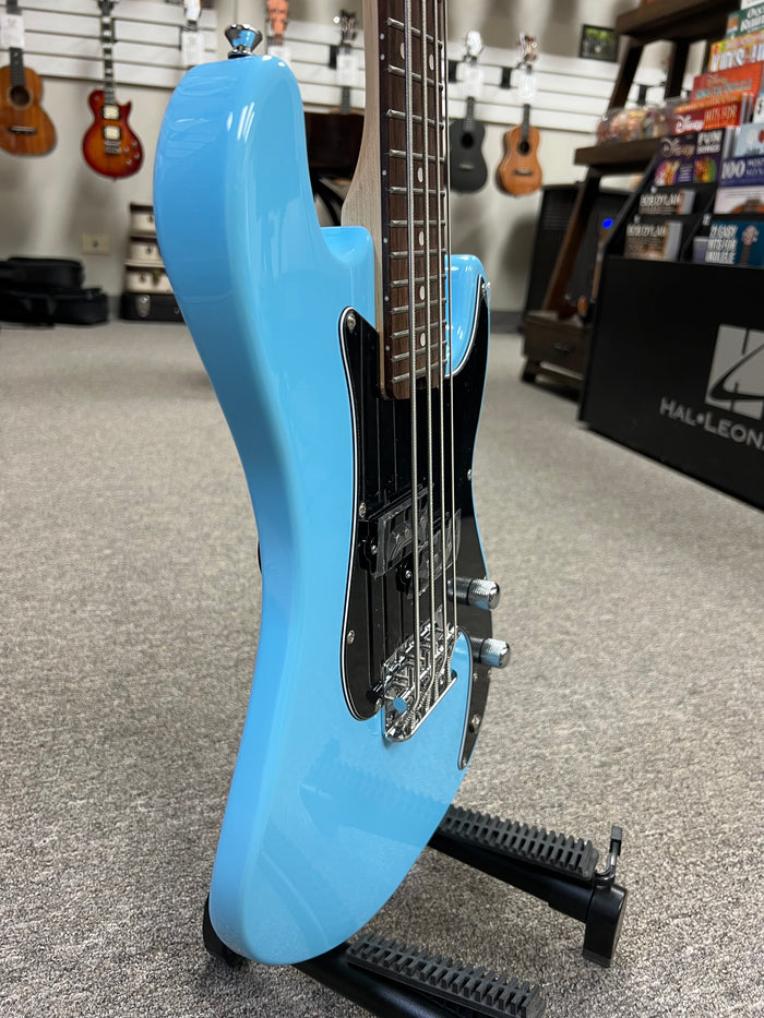 Flight Blue Solid Body Electric Mini Bass Lite Ukulele - Short Scale Bass