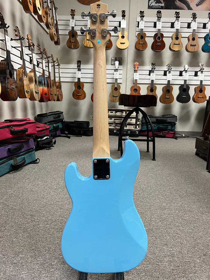 Flight Blue Solid Body Electric Mini Bass Lite Ukulele - Short Scale Bass
