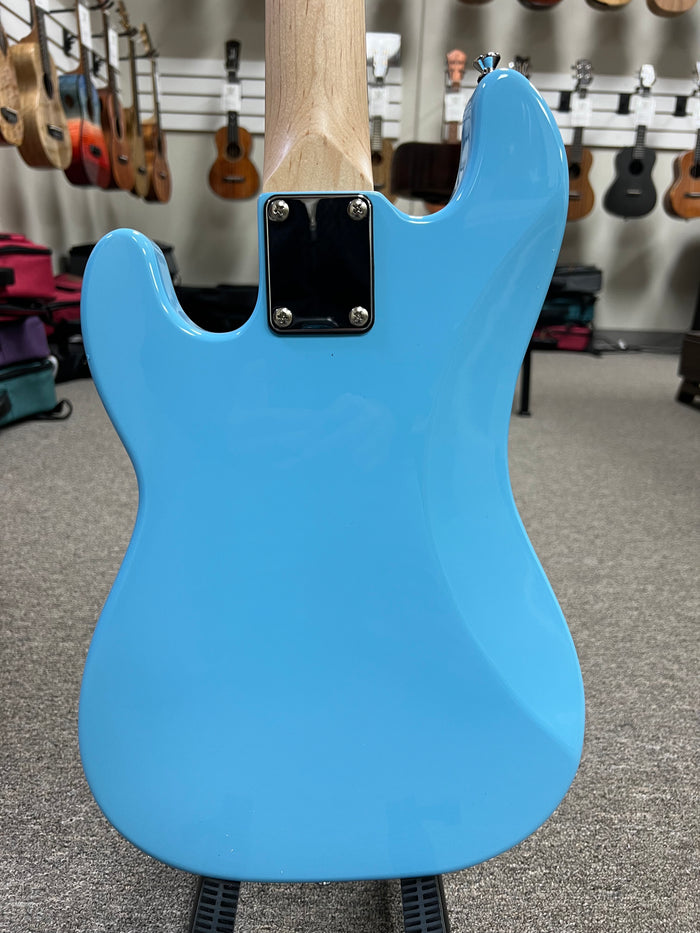 Flight Blue Solid Body Electric Mini Bass Lite Ukulele - Short Scale Bass