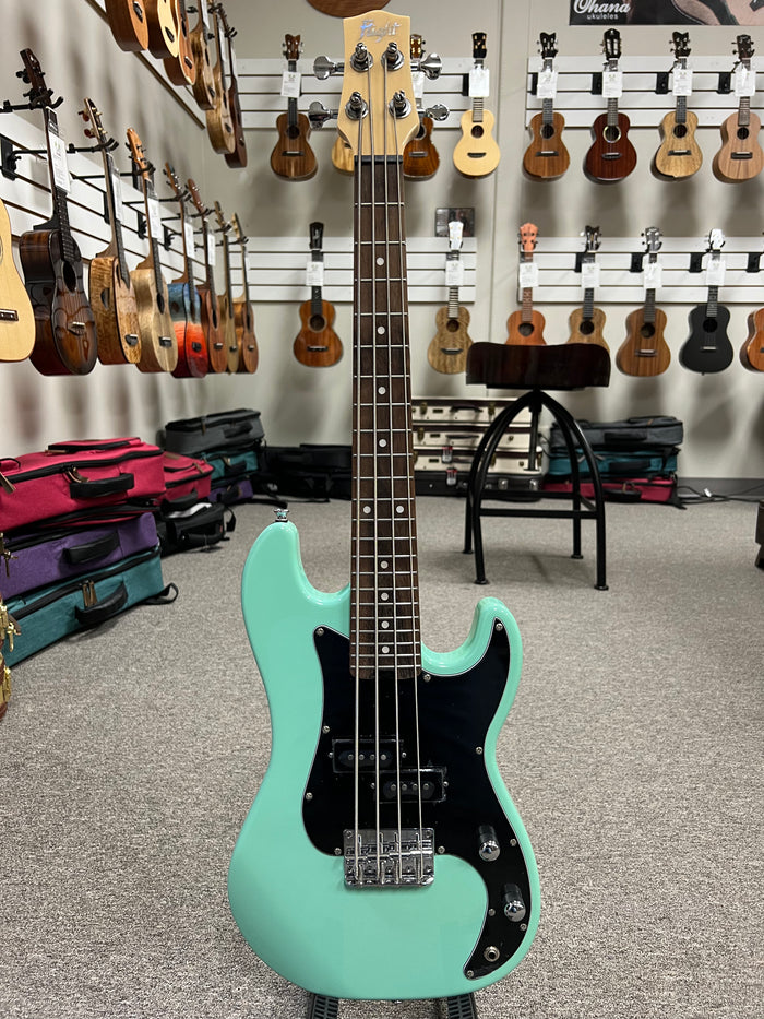 Flight Seafoam Green Solid Body Electric Mini Bass Lite Ukulele SFG - Short Scale Bass