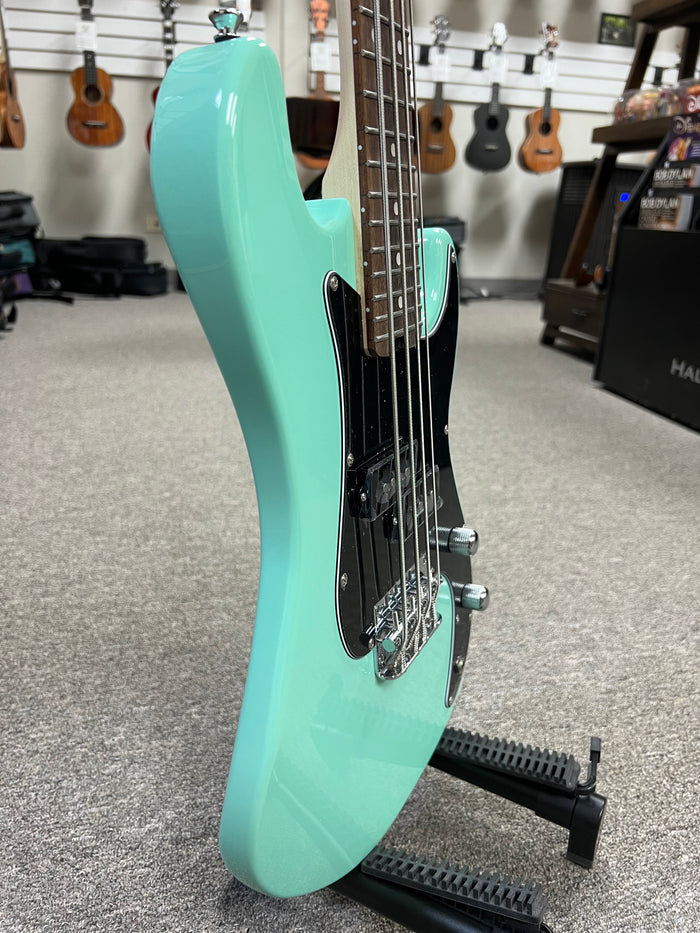 Flight Seafoam Green Solid Body Electric Mini Bass Lite Ukulele SFG - Short Scale Bass