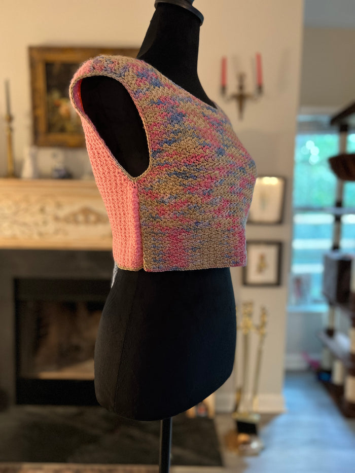 Pink & Blue Tie-Back Top