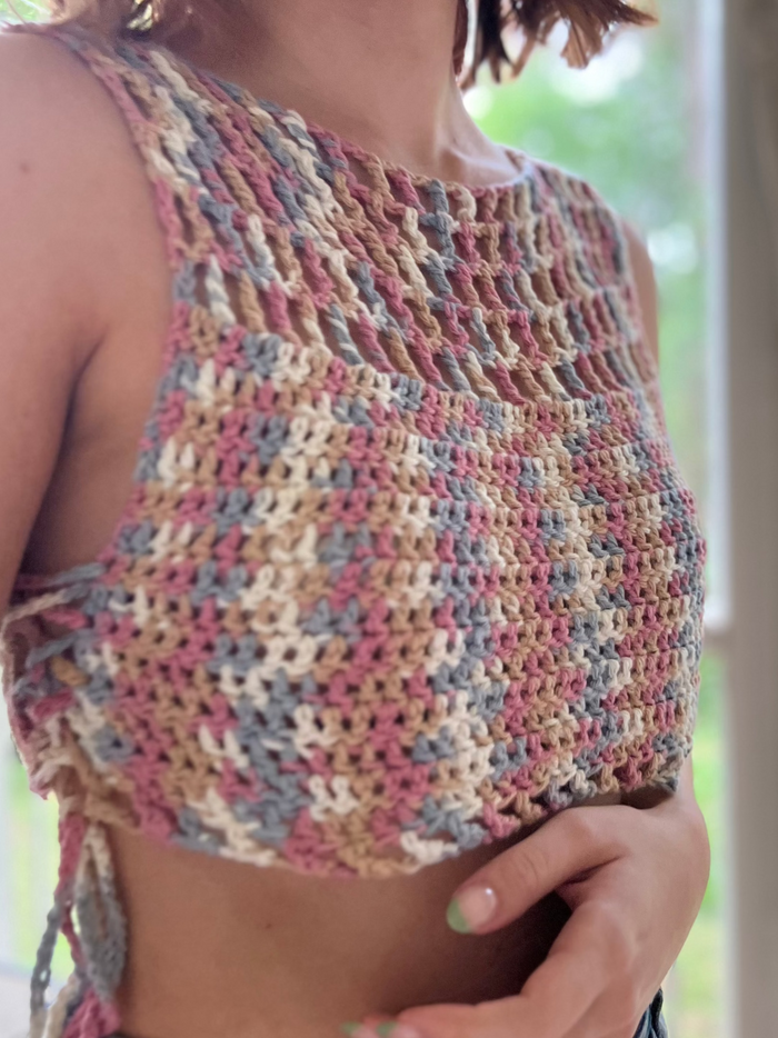 Pink & Blue Crop Top