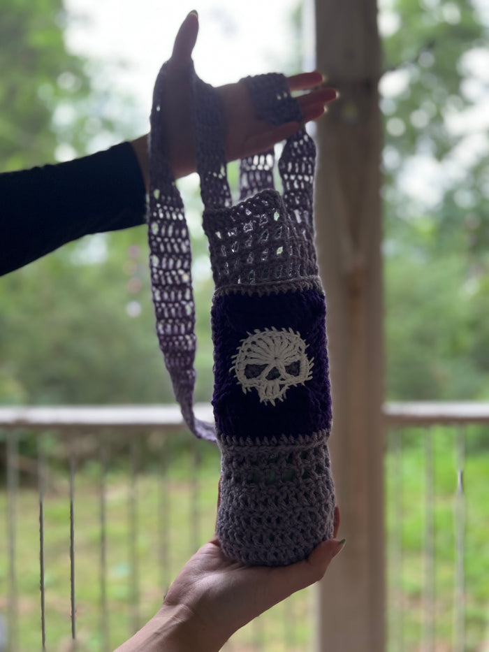 Water or Wine Bottle Purse - Purple Skull