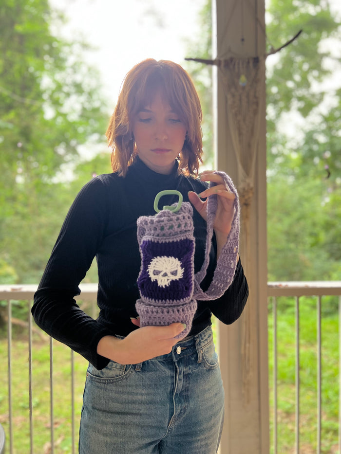 Water or Wine Bottle Purse - Purple Skull