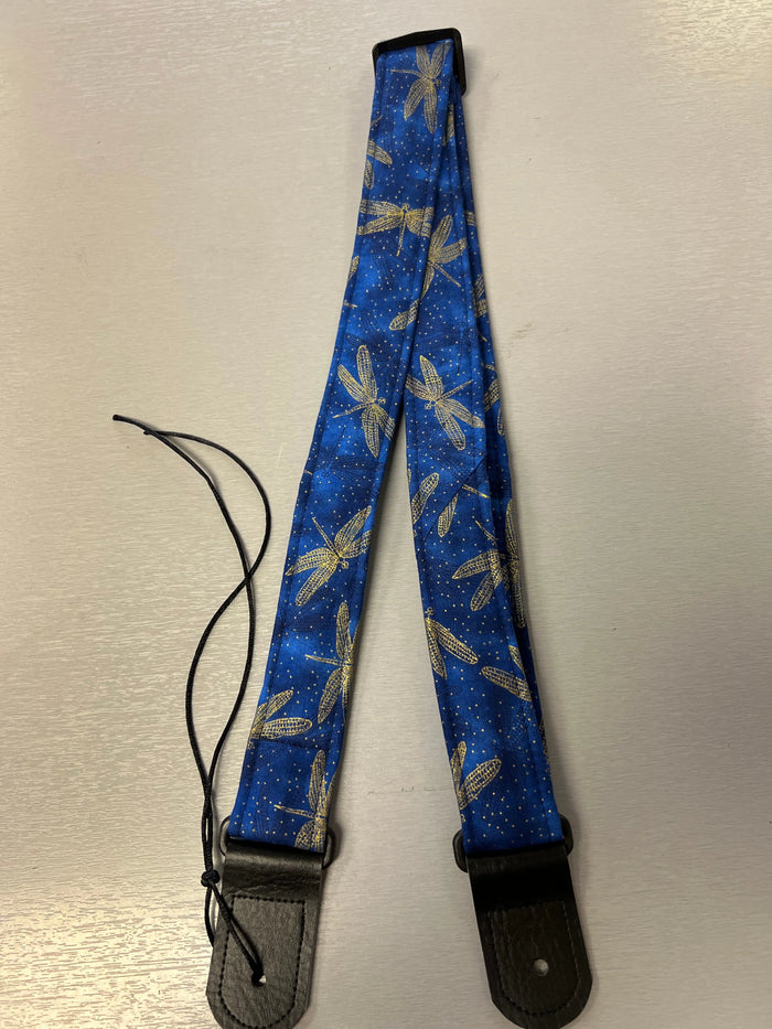 Quiltsand Woven Ukulele Strap - Blue Dragonfly - Adjustable - Aloha City Ukes