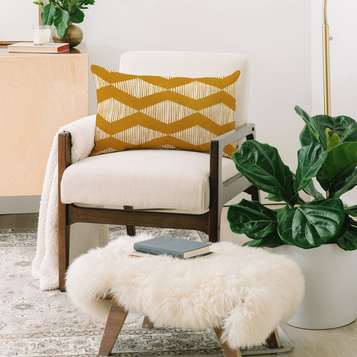 ACOUSTIC WAVE MUSTARD THROW PILLOW