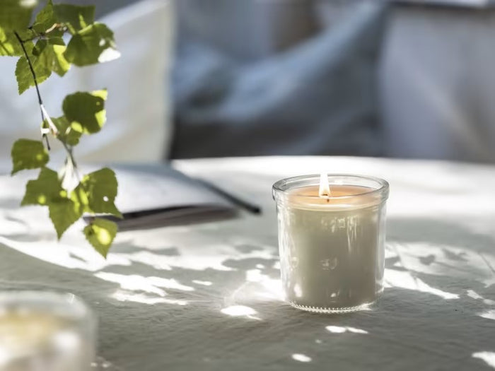 ADLAD Scented candle in glass, Scandinavian Woods/white, 20hr