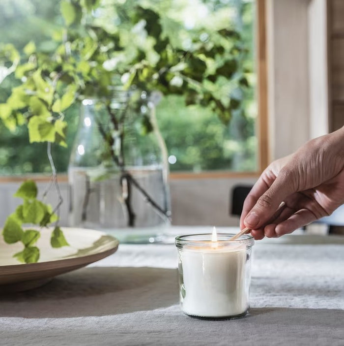 ADLAD Scented candle in glass, Scandinavian Woods/white, 20hr