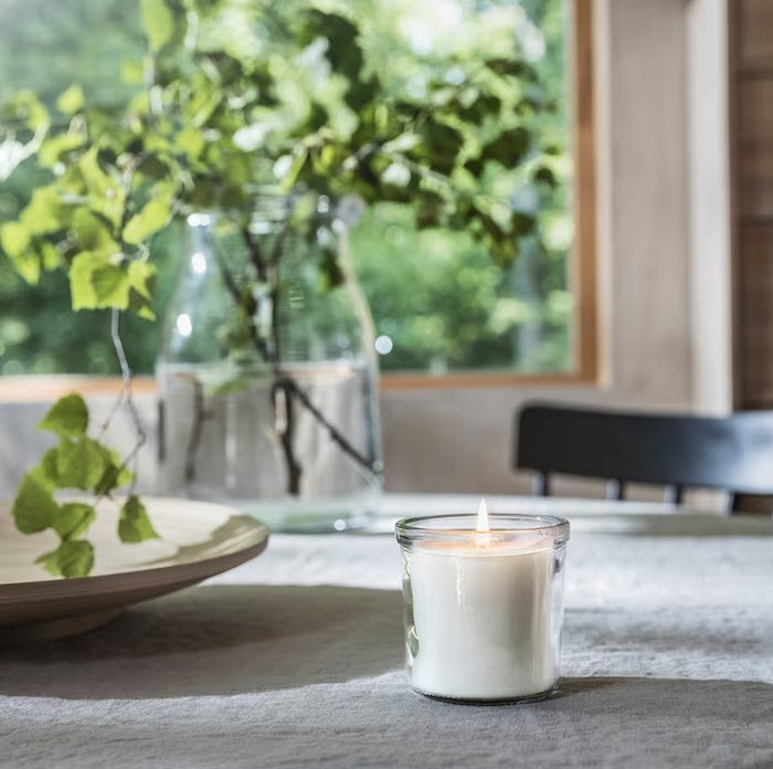 ADLAD Scented candle in glass, Scandinavian Woods/white, 20hr