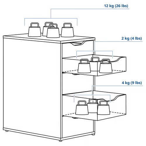 ALEX Drawer unit, Black-blue, 36x70cm