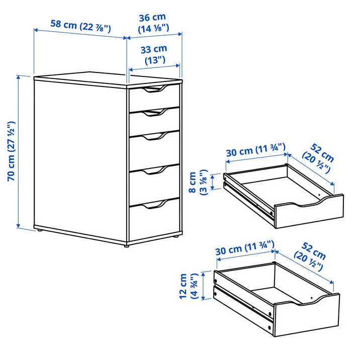 ALEX Drawer unit, Black-brown, 36x70cm