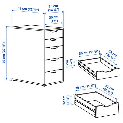ALEX Drawer unit, Dark grey, 36x70cm