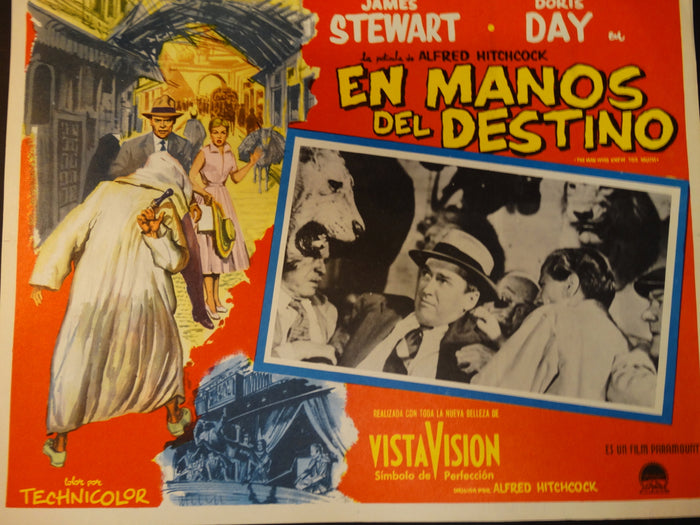 Alfred Hitchcock The Man Who Knew Too Much (En Manos Del Destino) lobby card, Spanish version