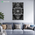 Aligned Flower - Black by Yantrart 3-Piece Canvas