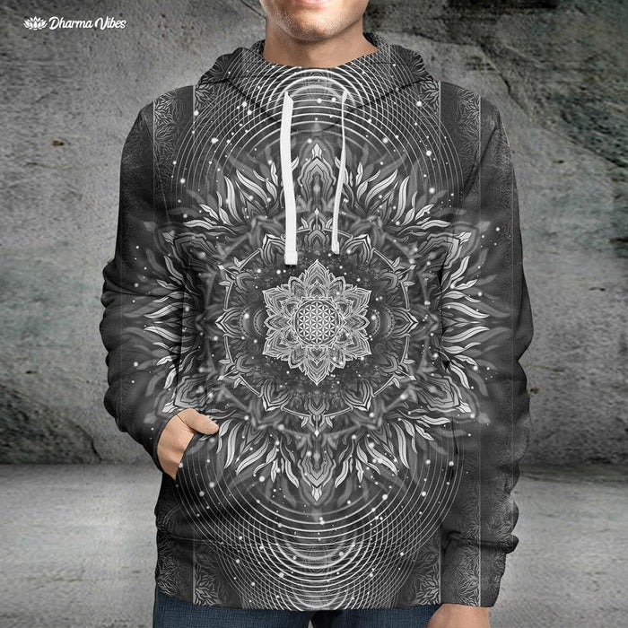 Aligned Flower Black by YantrArt Hoodie
